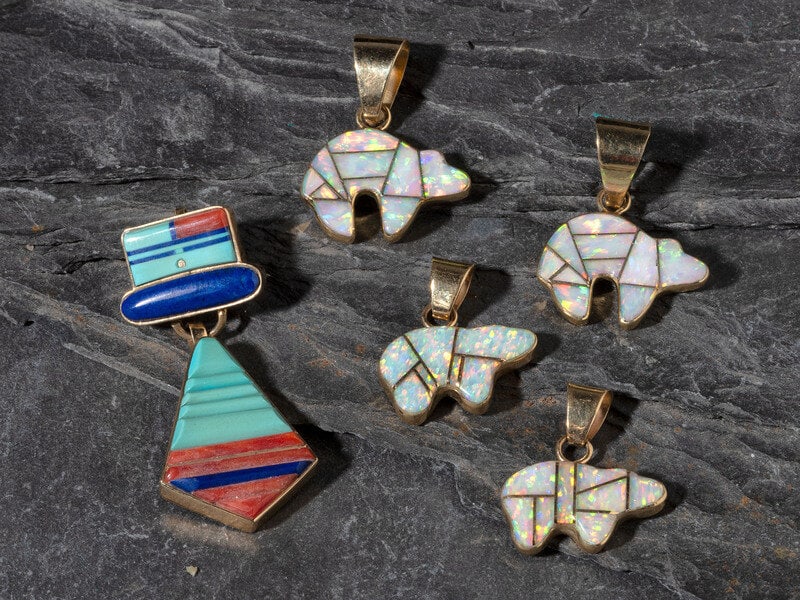Navajo Inlaid 14K Gold Pendants (1 of 2)