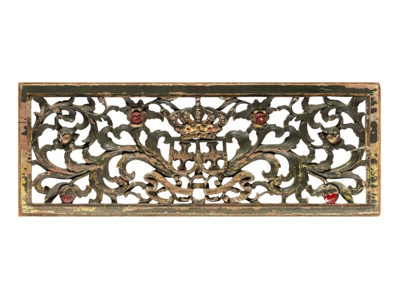 A Pierce Carved and Polychrome Decorated Transom Panel  (1 of 12)