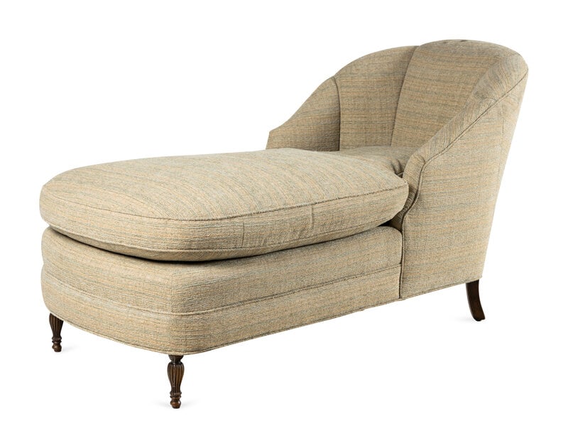 An Upholstered Chaise Lounge: An Upholstered Chaise Lounge Circa 1920s Height 35 x width 30 x depth 66 inches. This lot is located in Chicago. Provenance Provenance:Robert R. Thomas Antique