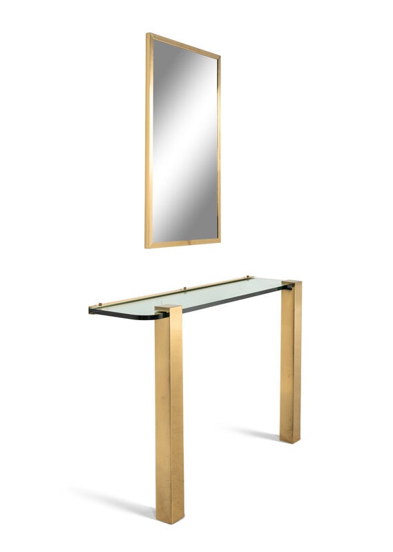 A Brass and Glass Console Table and Mirror (1 of 2)