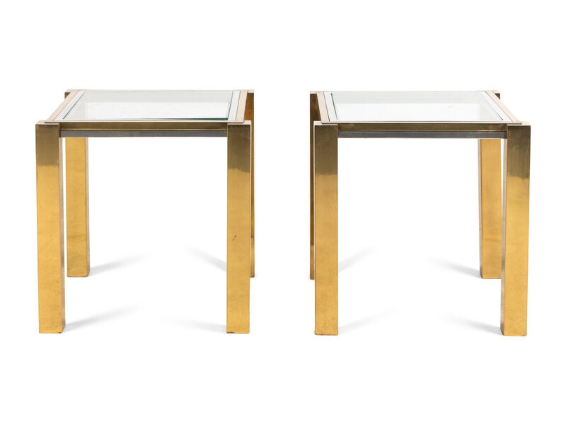 A Pair of Modernist Chrome and Brass Side Tables (1 of 3)