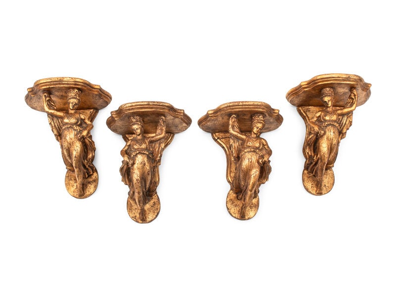 A Set of Four Italian Carved Giltwood Figural Wall Brackets (1 of 3)
