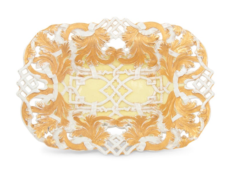 A Meissen Parcel Gilt Porcelain Reticulated Dish (1 of 14)