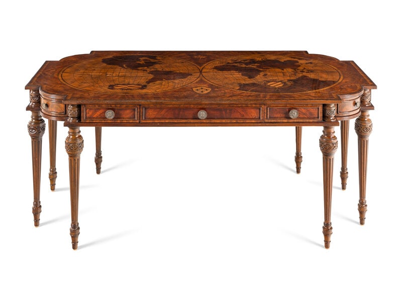 A Maitland-Smith Mahogany and Marquetry Map Writing Desk (1 of 3)