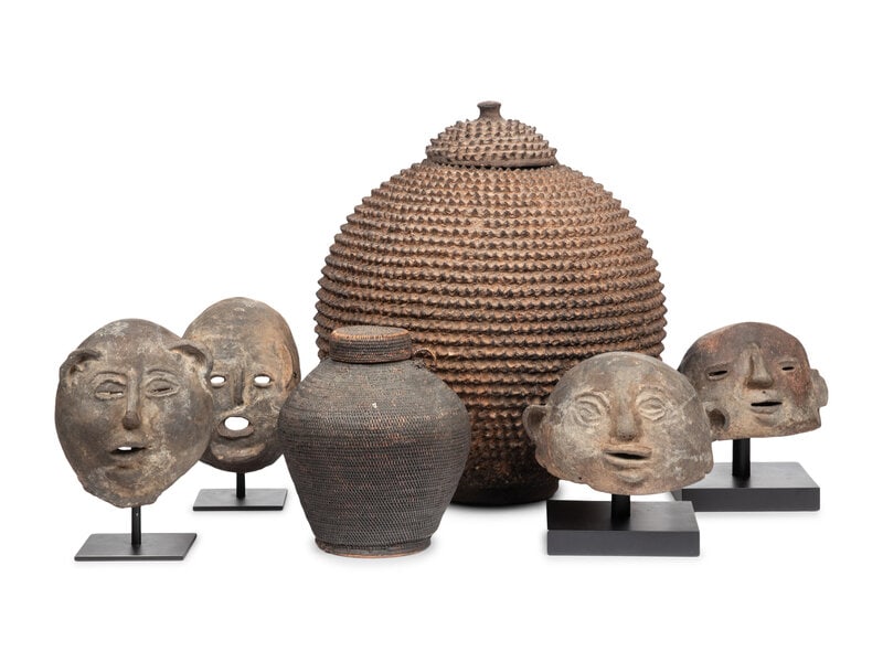 A Group of Ethnographic Masks and Vessels (1 of 2)