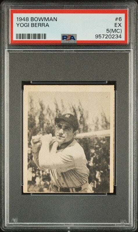 A 1948 Bowman Yogi Berra Rookie Baseball Card No. 6 (PSA 5 MC EX) (1 of 2)