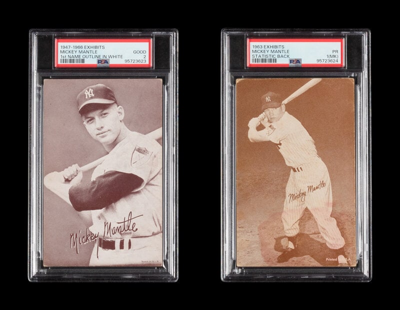 A Group of 1947-66 and 1963 Exhibits Mickey Mantle Baseball Cards (1 of 2)