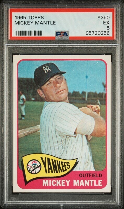 A 1965 Topps Mickey Mantle Baseball Card No. 350 (PSA 5 EX) (1 of 2)