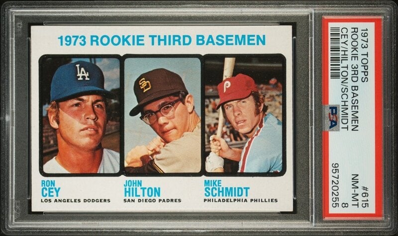 A 1973 Topps Mike Schmidt Rookie Baseball Card No. 615 (PSA 8 NM-MT) (1 of 2)