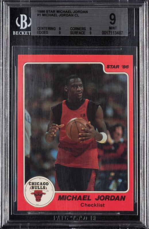 A 1986 Michael Jordan Star Set Checklist Card No. 1 (BGS 9 MINT) (1 of 2)