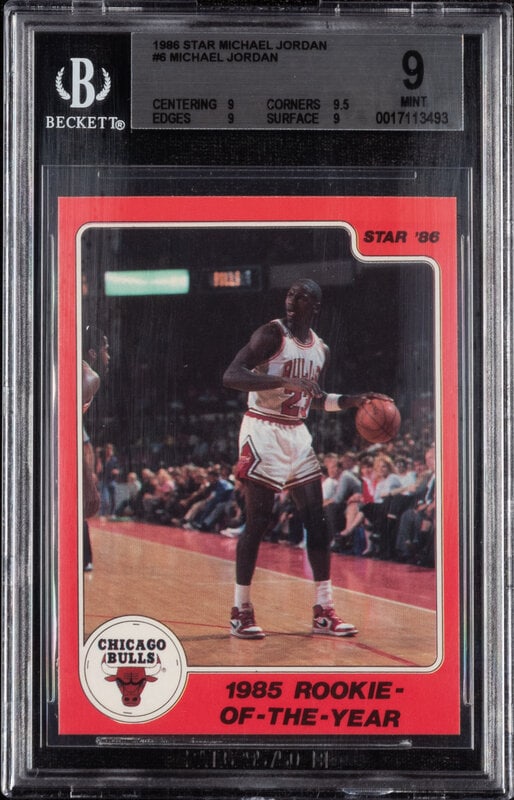 A 1986 Michael Jordan Star Set 1985 Rookie of The Year Card No. 6 (BGS 9 MINT) (1 of 2)