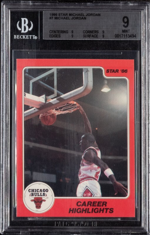 A 1986 Michael Jordan Star Set Career Highlights Card No. 7 (BGS 9 MINT) (1 of 2)