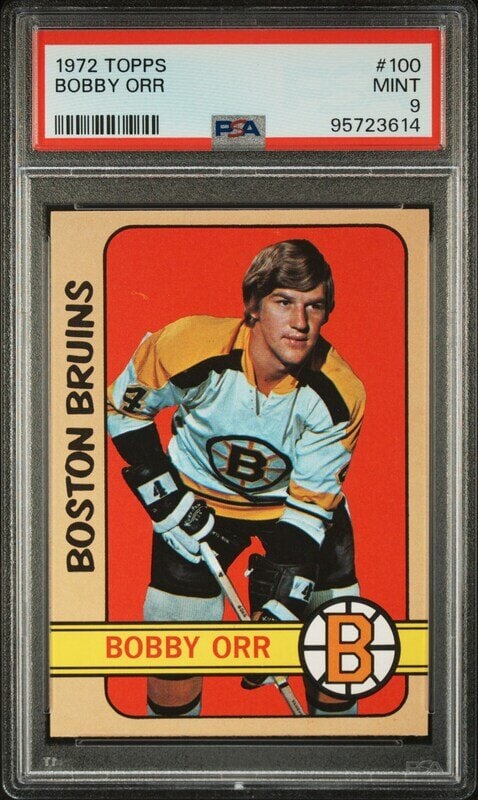 A 1972 Topps Bobby Orr Hockey Card No. 100 (PSA 9 MINT) (1 of 2)