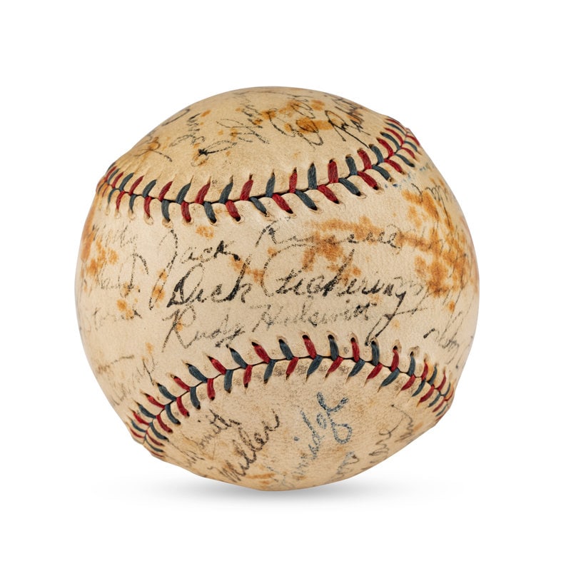 A 1931 Boston Red Sox Team Signed Autograph Baseball (Beckett Authentication Services): A 1931 Boston Red Sox Team Signed Autograph Baseball (Beckett Authentication Services) signatures include Jack Russell, Urbane Pickering, Rudy Hulswitt, Jack Smith, Otto Miller, Tom Oliver, Wilcy Moor