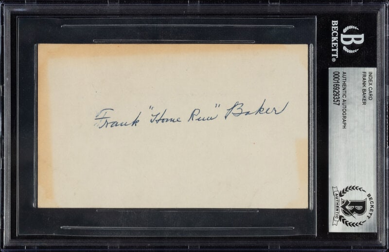 A Frank Home Run Baker Signed Autograph Index Card (Beckett Authentication Services) (1 of 2)