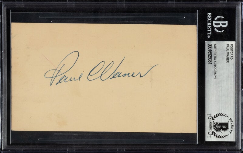 A Paul Waner Signed Autograph Index Card (Beckett Authentication Services) (1 of 2)
