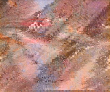 Anthony Michael Autorino (American, 1937-2015) Mechanic Street Bridge: Anthony Michael Autorino (American, 1937-2015) Mechanic Street Bridge oil on canvas laid to board signed AM Autorino (lower left); inscribed with title and artist (on the reverse) 5 3/4 x