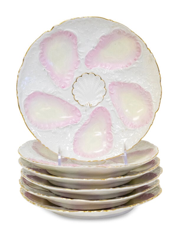 A Set of Six French Porcelain Oyster Plates  (1 of 2)