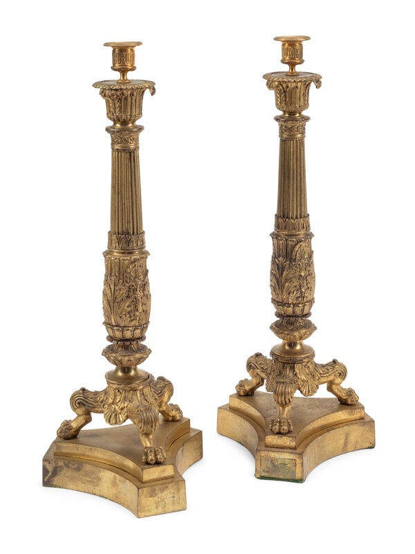 A Pair of French Gilt Bronze Candlesticks (1 of 3)