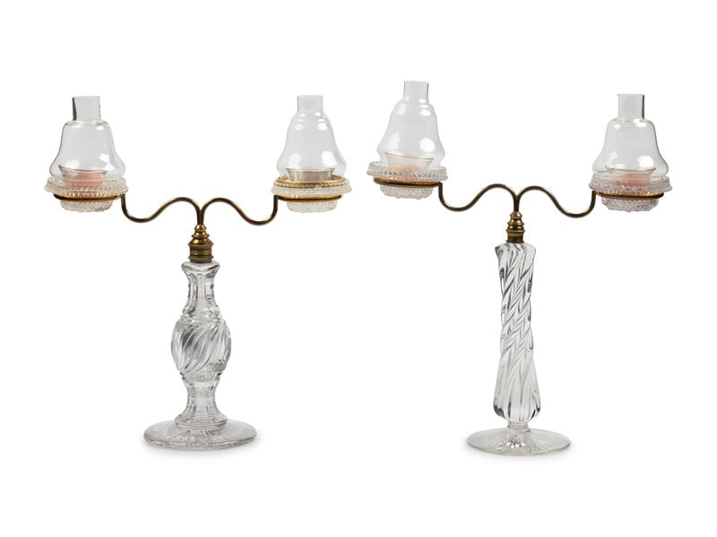 Two Edwardian Cut Glass "Cricklite" Candelabra (1 of 4)