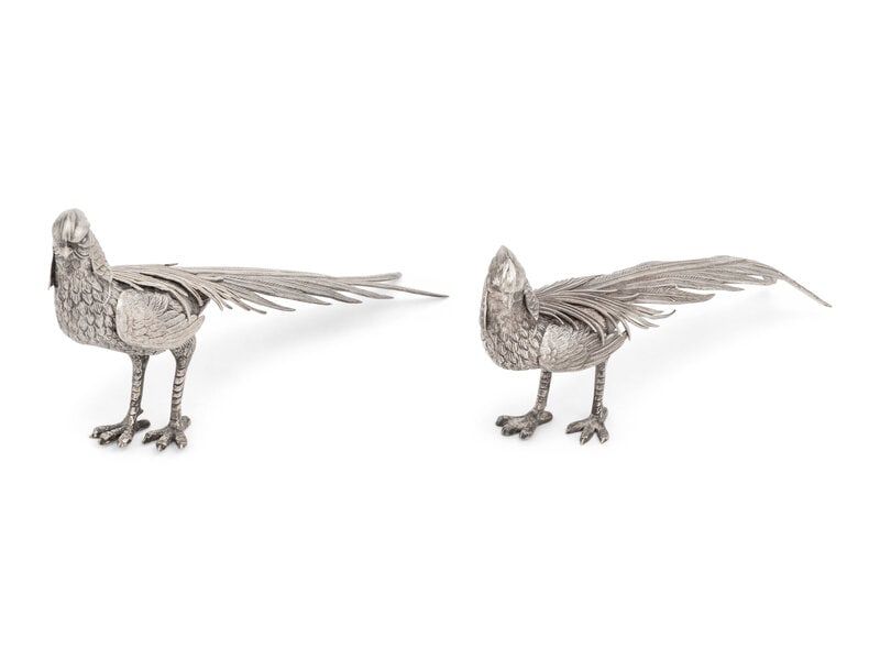 A Pair of Spanish Silver Pheasant Table Ornaments (1 of 5)