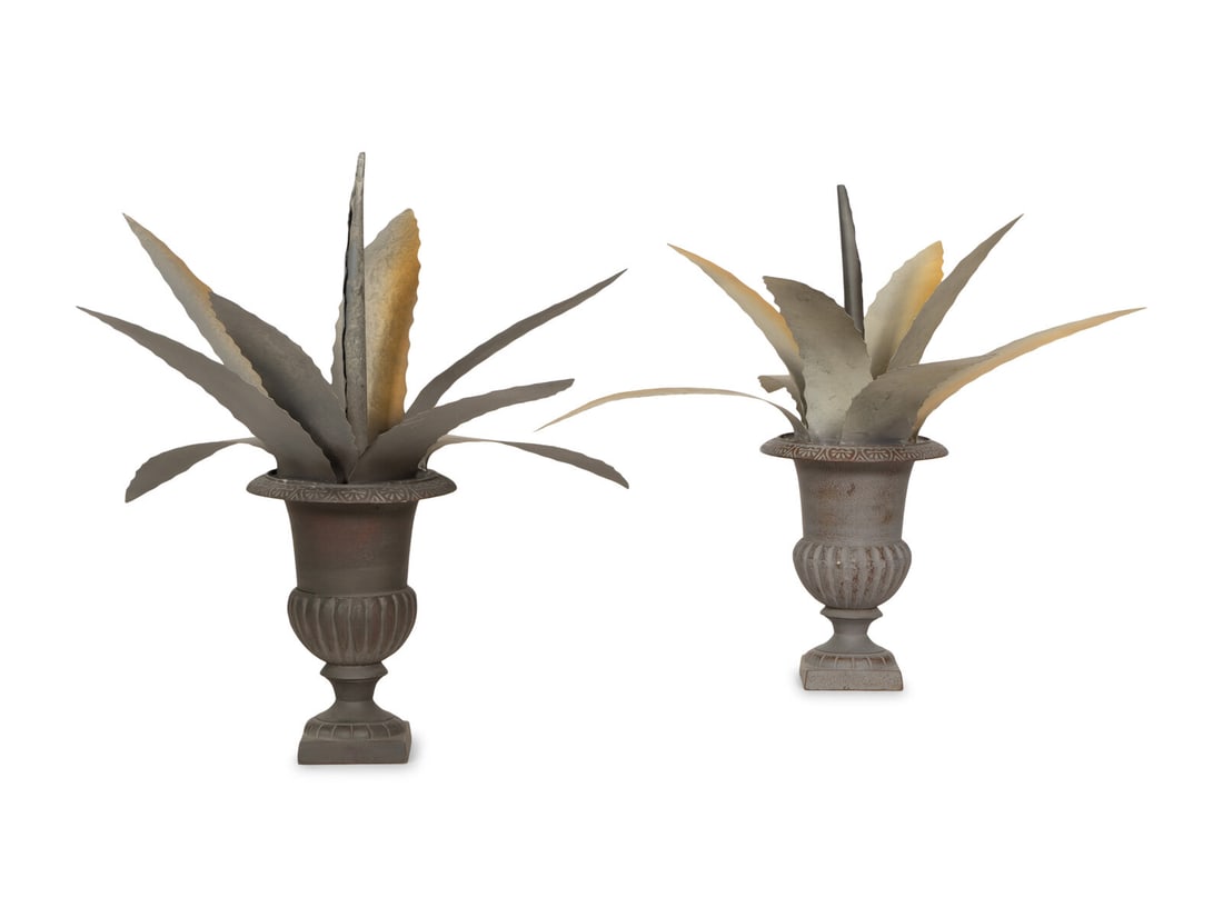 A Pair of Tole Peinte Agave Plant Topiaries (1 of 1)