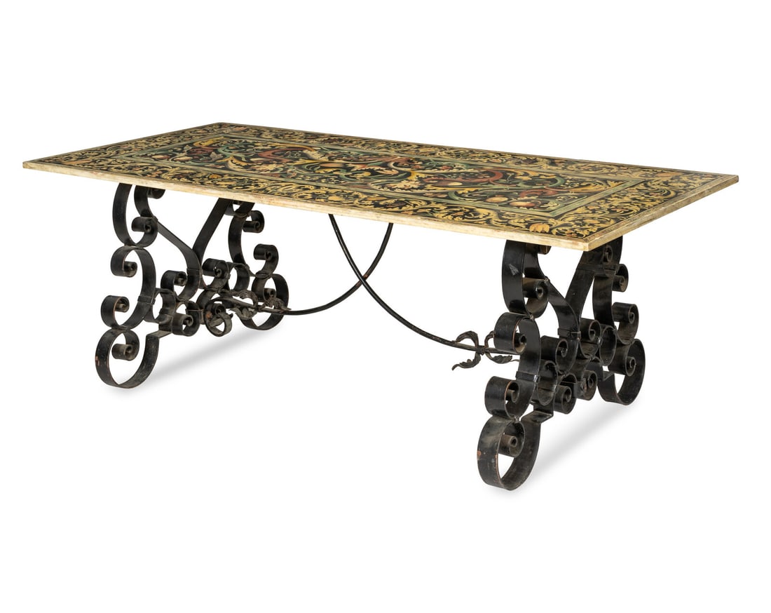 A Wrought Iron Table with Fine Italian Scagliola Top (1 of 3)