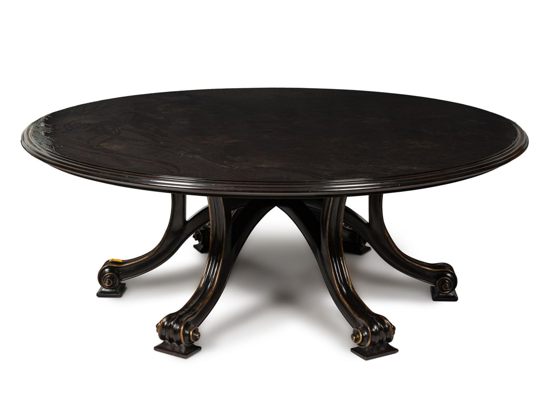 A Therien Studios Ebonized Walnut Volute Circular Extension Dining Table (1 of 2)