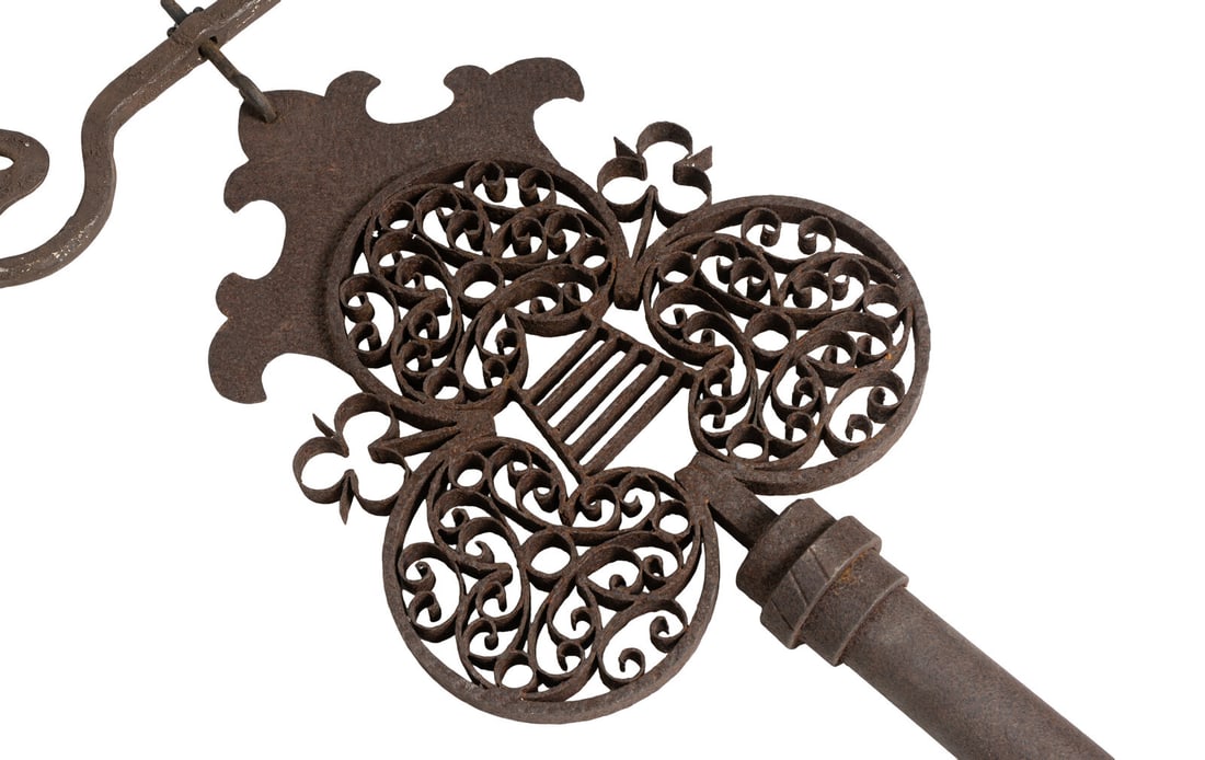A Large Cast Iron Key-Form Locksmith's Trade Sign (1 of 2)