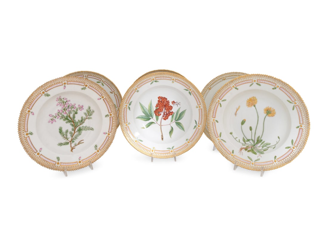 An Assembled Set of Six Royal Copenhagen Flora Danica Large-Rim Soup Bowls (1 of 3)