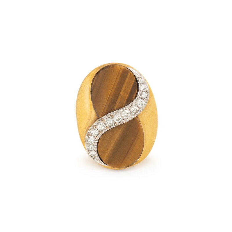 TIGER'S EYE, DIAMOND, AND GOLD RING (1 of 3)