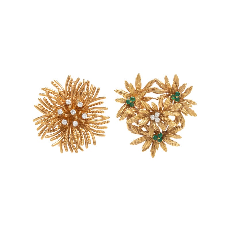 TIFFANY & CO., COLLECTION OF YELLOW GOLD AND MULTIGEM BROOCHES (1 of 2)