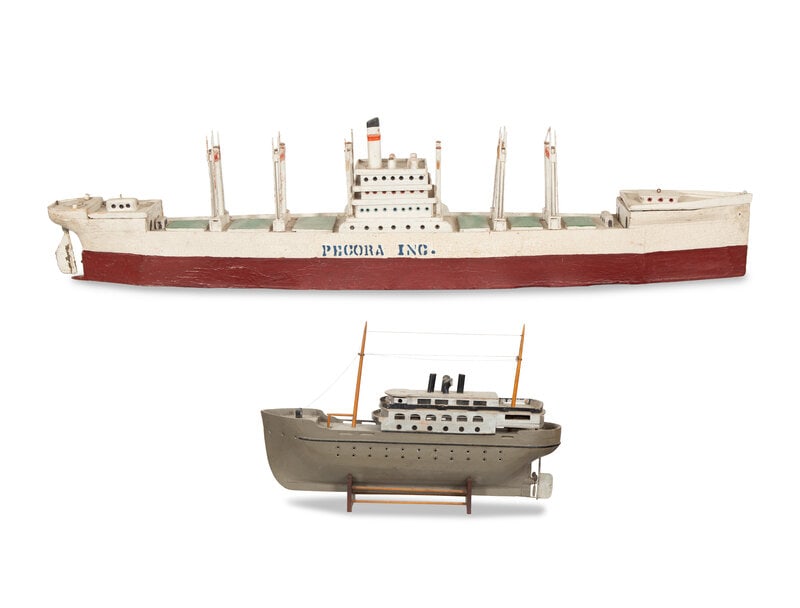 Two Carved and Painted Wood Steamship Models  (1 of 5)