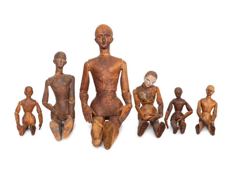 Six Victorian Carved Pine Articulated Artist's Models (1 of 3)