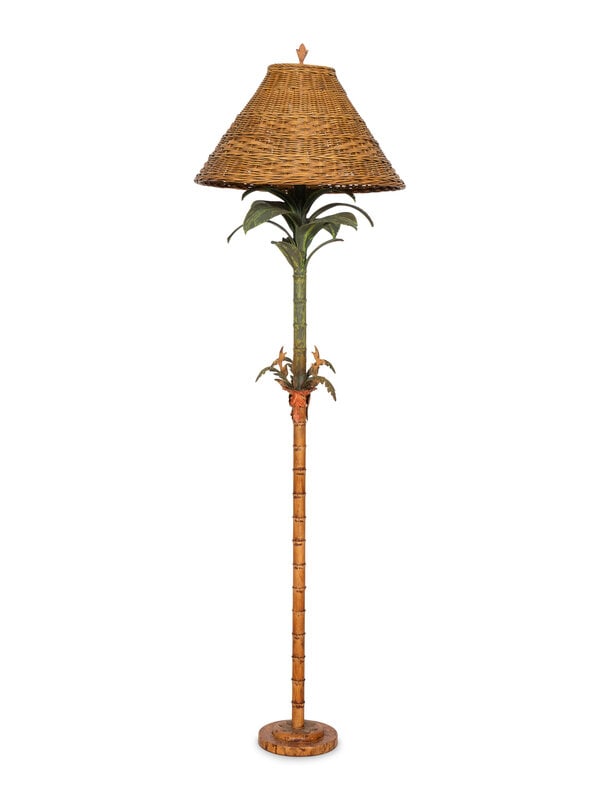 An Italian Painted Tole Palm-Form Floor Lamp  (1 of 2)