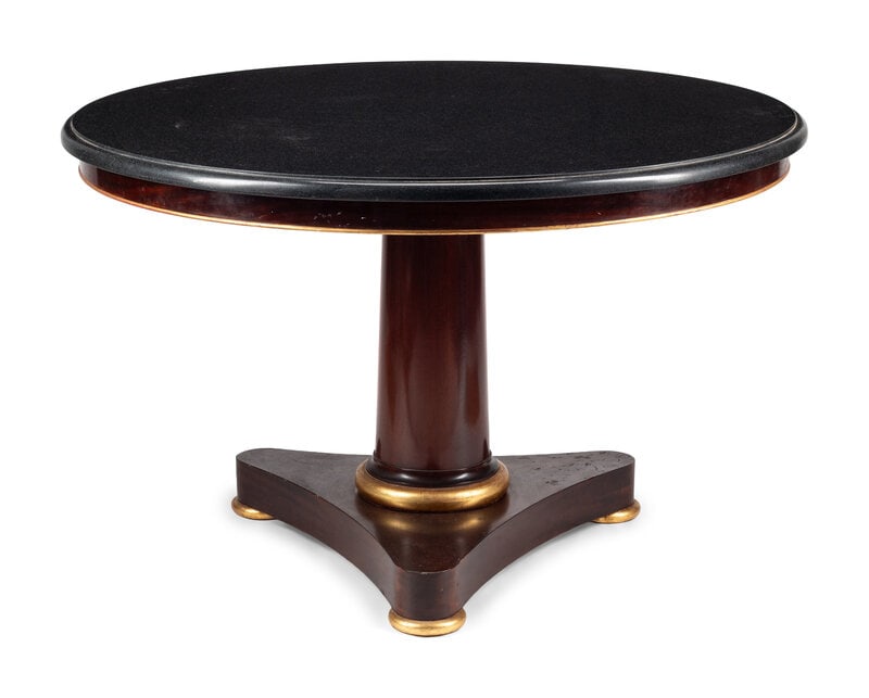 An Empire Style Parcel Gilt Mahogany Marble-Top Center Table (1 of 3)