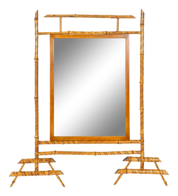 A Victorian Bamboo Overmantel Mirror (1 of 2)