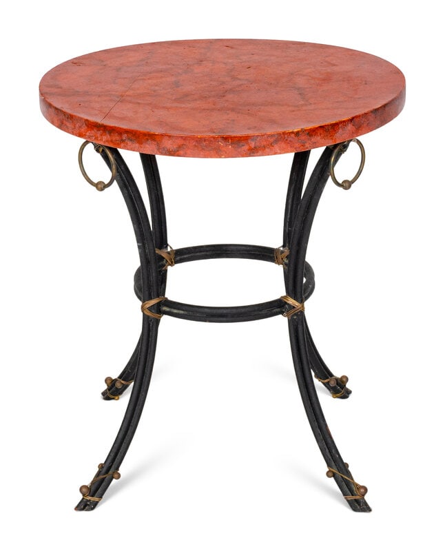A Painted Faux Marble-Top Side Table: A Painted Faux Marble-Top Side Table 20th Century Height 25 x diameter 22 inches. This lot is located in Palm Beach. Property from the Buck Family Collection, Philadelphia <