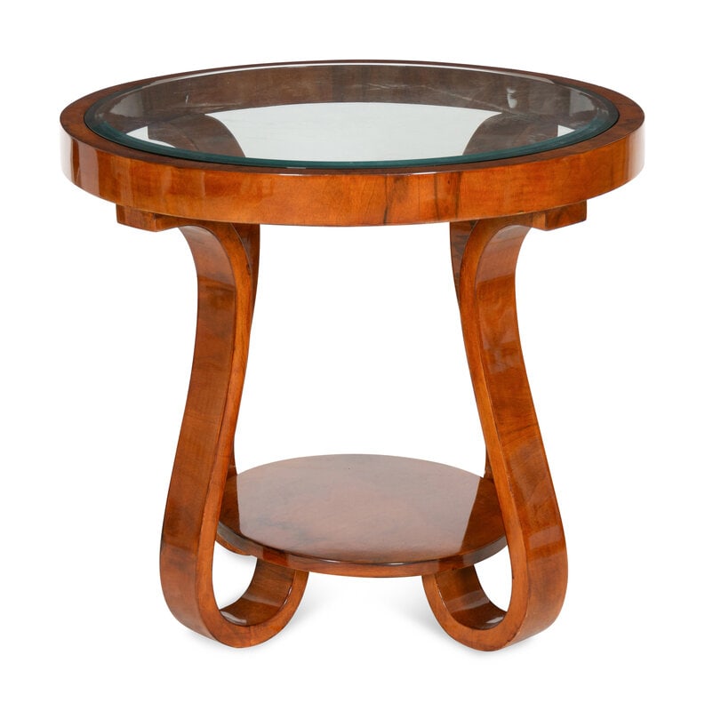 A Hungarian Art Deco Mahogany and Glass Side Table  (1 of 2)