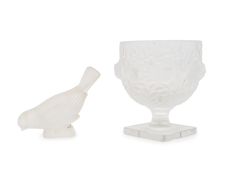 A Lalique Elisabeth Vase and Moineau Hardi Paperweight (1 of 2)