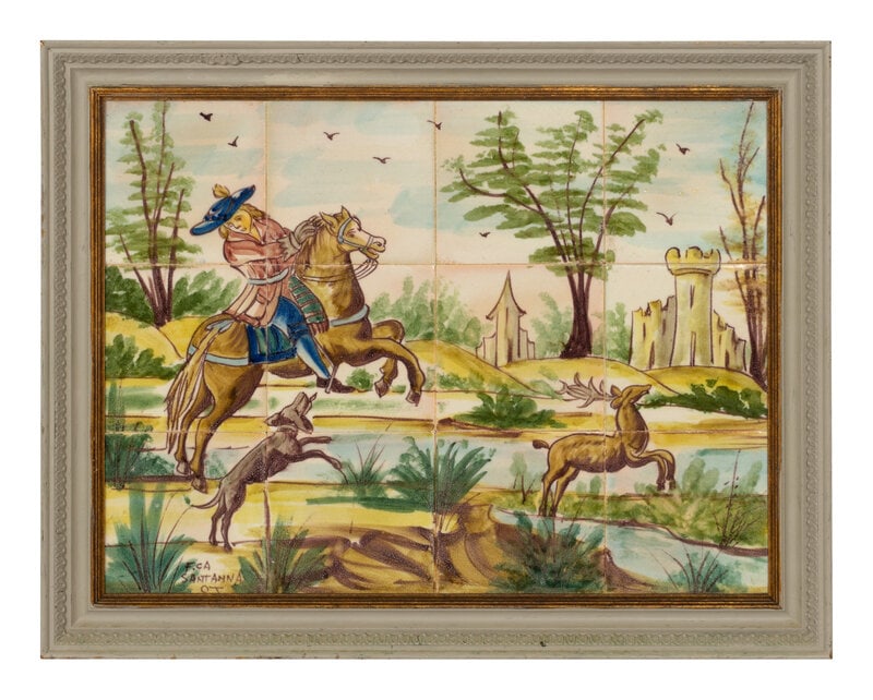 A Sant'Anna Framed Ceramic Tile Mural  (1 of 2)