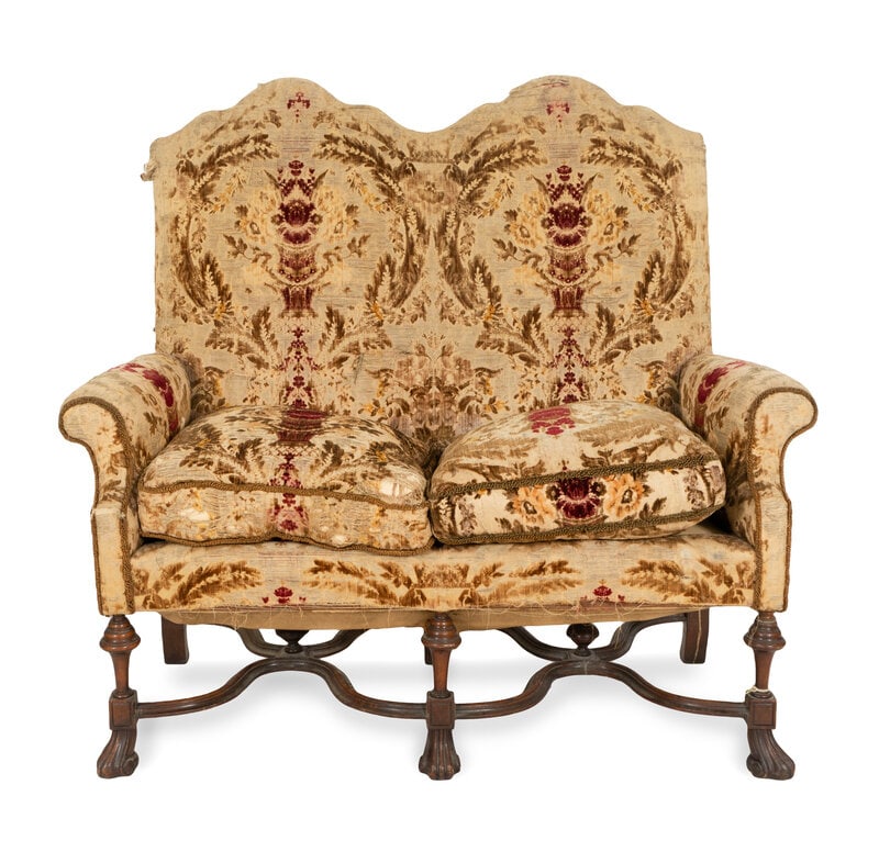A Louis XIV Style Tapestry Upholstered Walnut Settee (1 of 2)