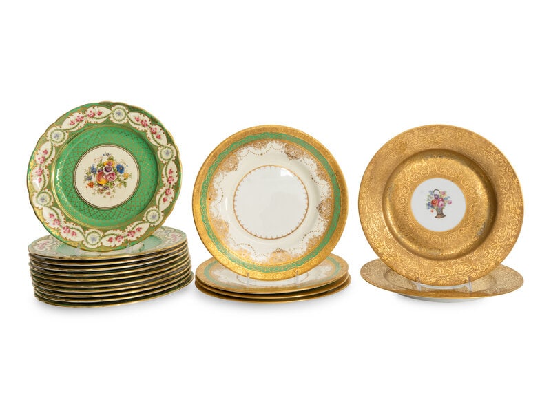 A Set of Eleven Aynsley Porcelain Plates and a Set of Four Mintons Porcelain Plates (1 of 4)