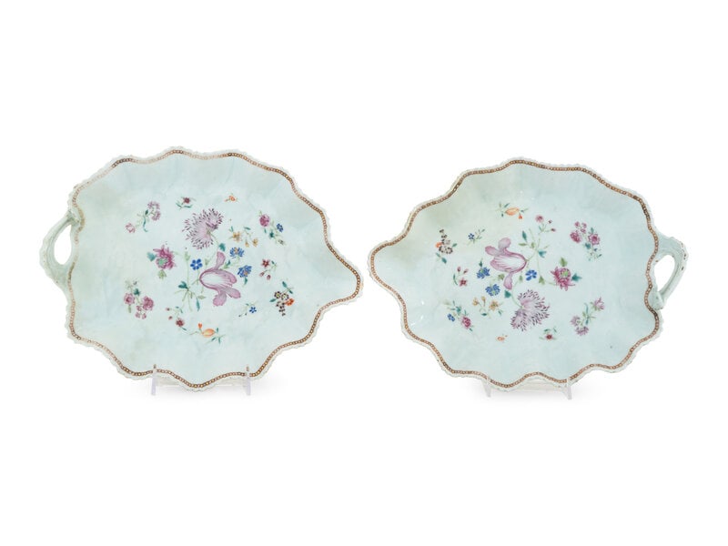 A Pair of Chinese Export Porcelain Leaf-Form Dishes (1 of 2)