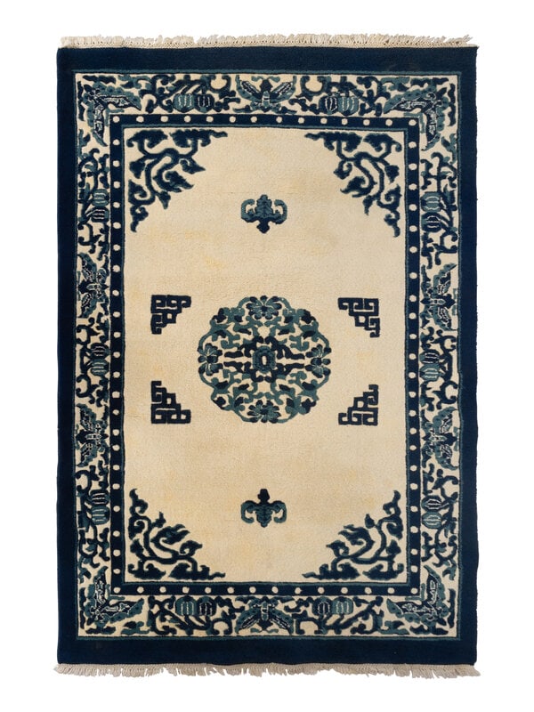 A Peking Blue and White Wool Rug  (1 of 2)