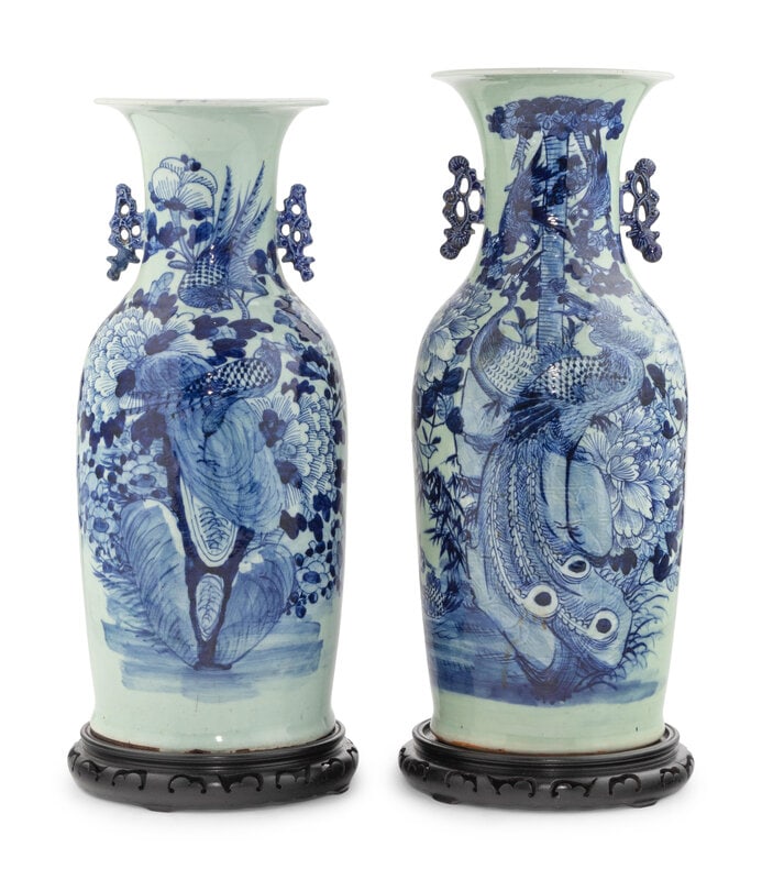 Two Blue and White Chinese Export Porcelain Vases (1 of 2)