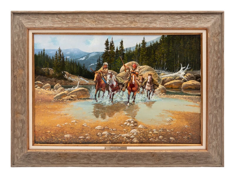 Paul Abram (American, 1933-2005) Hell Bent for Camp: Paul Abram (American, 1933-2005) Hell Bent for Camp oil on canvas 24 x 36 inches This lot is located in Denver. Property from the Collection of a Missouri Company Size 24