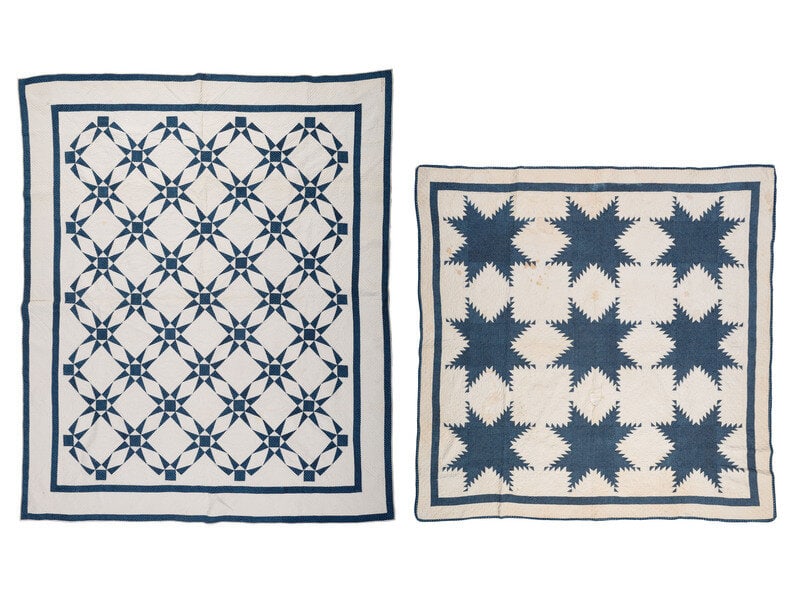 Two Blue and White Pieced Quilts (1 of 6)