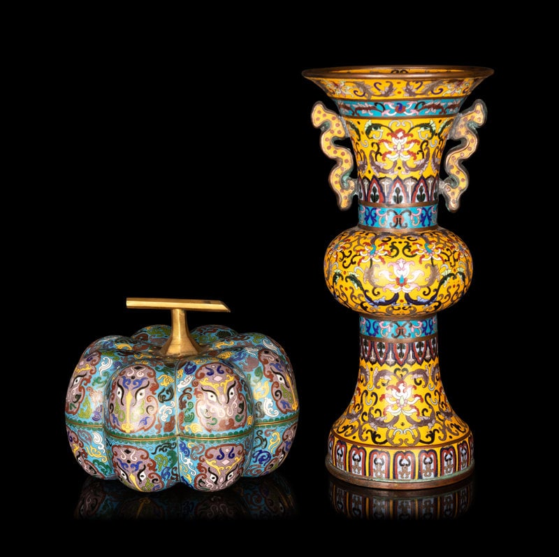 Two Chinese Cloisonné Enamel Vessels (1 of 2)