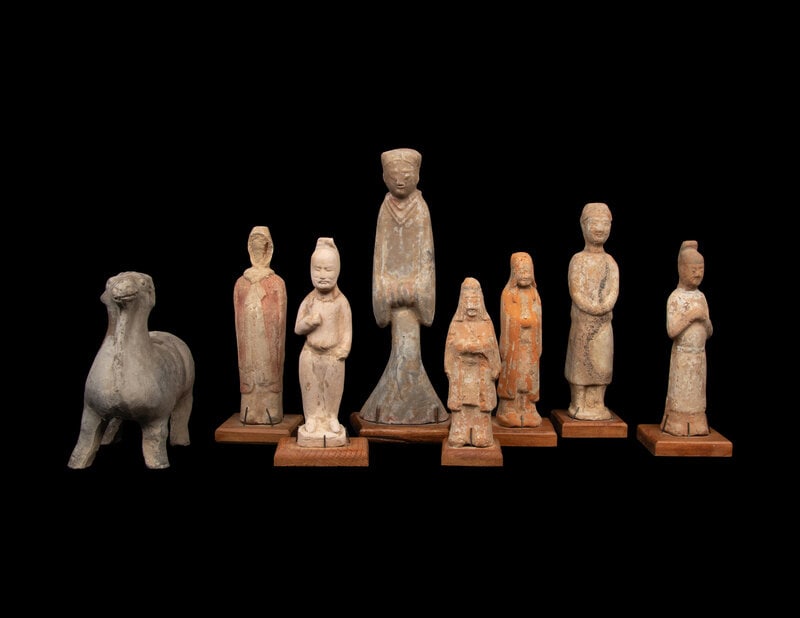 Eight Chinese Pottery Figures (1 of 3)